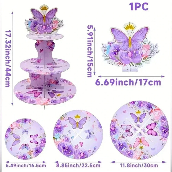 Three Tier Elegant Butterfly Cupcake/Goodies Stand - Picture 5 of 7